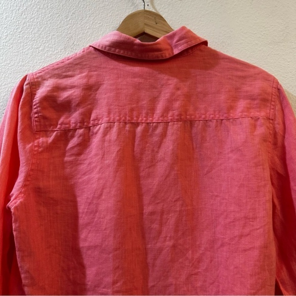 J.McLaughlin Britt Linen Point‎ Collar Long Sleeve Button Front Blouse Size 8 - Picture 6 of 9